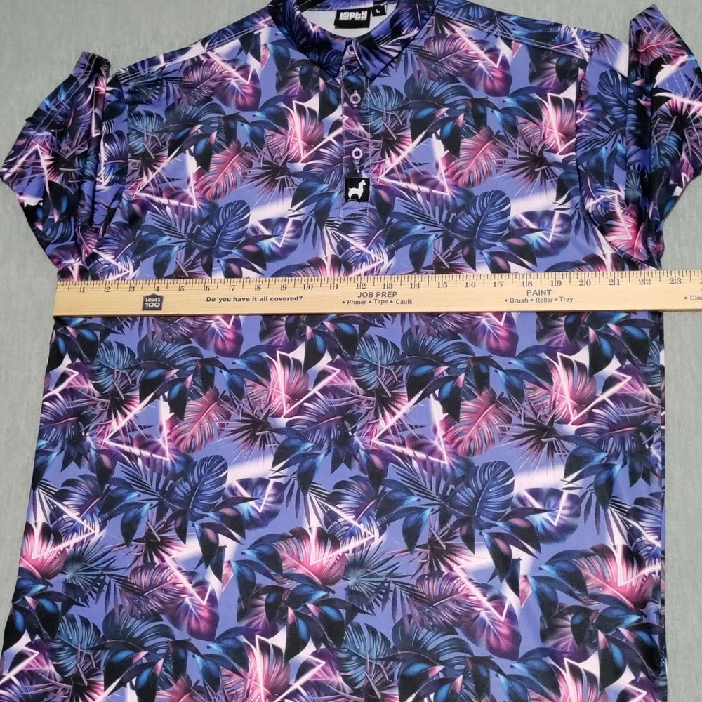 Lofty Llama Golf Polo Shirt Mens Large Bermuda Transfusion‎ Floral Geometric AOP